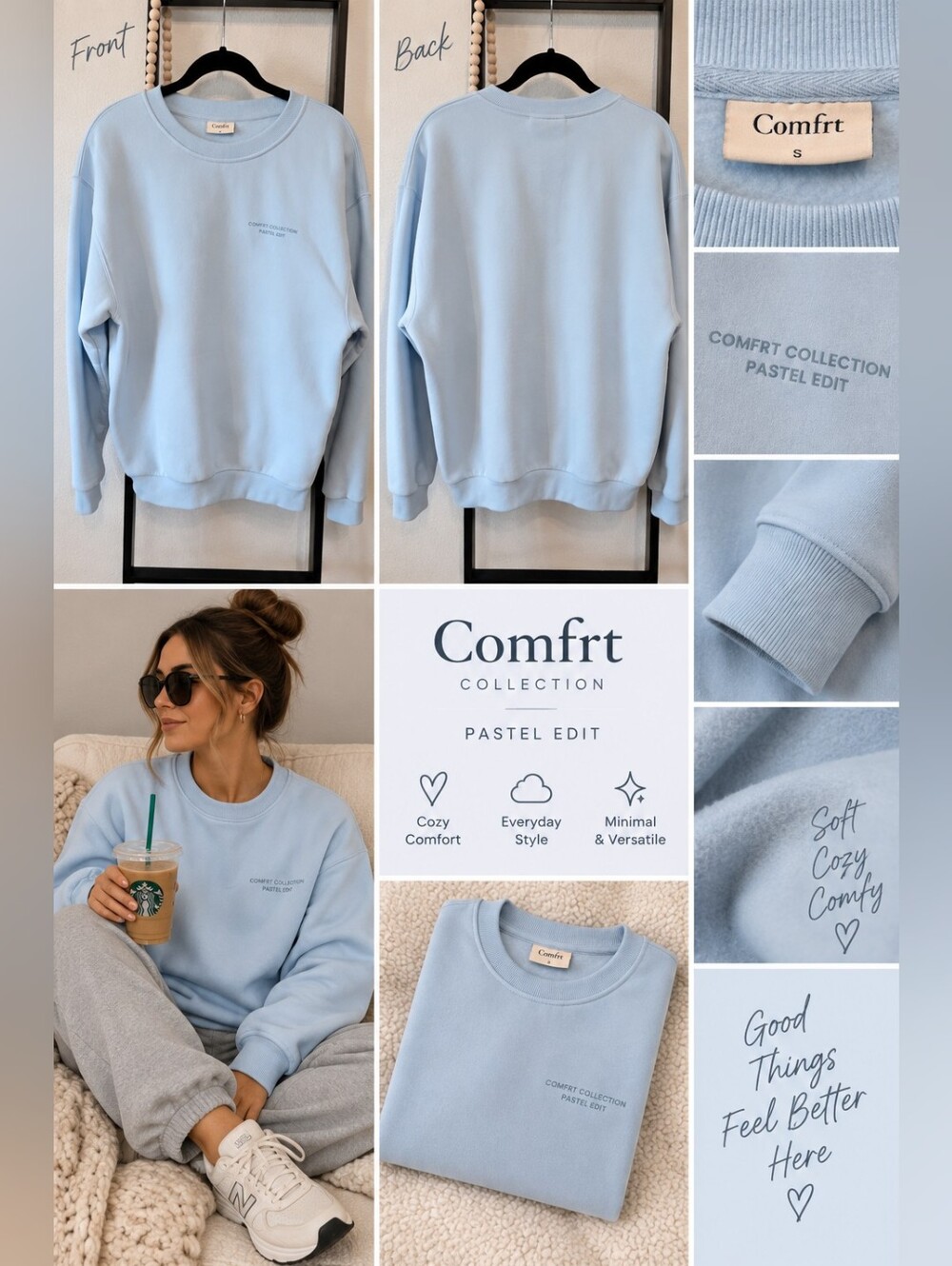 Comfrt Pastel Edit Blue Crewneck Sweatshirt – Size Small